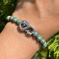 ราคา ข้อมือหินหินเทอควอยซ์ แอฟริกา African Turquoiseขนาด ๖ มิล ประดับชาร์มพญานาคเงินแท้ Sterling Silver 925 NSSV3171 (20681200088)