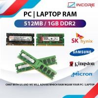 ราคา [CLEARANCE] Mix ยี่ห้อ DDR2 Ram 1GB 512MB PC เดสก์ท็อปแล็ปท็อปหน่วยความจําโน้ตบุ๊ค 533 667 800 1066 MHz (42674610682)