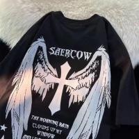 ราคา cotton เสื้อยืดลายปีกไม้กางเขนสกรีนหน้าหลัง เหมาะสำหรับชายและหญิงแฟชั่นฤดูร้อน ผ้าฝ้าย ใส่สบายระบายอากาศ (29221451920)