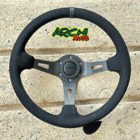ราคา MOMO Steering wheel Japan Edition พวงมาลัยรถยนต์ พวงมาลัยแต่ง ขนาด 13.5“ นิ้ว ก้านยก 3“ หนังนิ่มมีร่องนิ้ว หนังกลับ (29455870174)