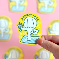 ราคา Sunday Yoga Glitter Sticker สติกเกอร์กลิตเตอร์ ลายน้องหมาเล่นโยคะ ไอติม | Jormation (24136054211)