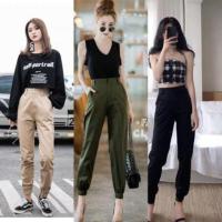 ราคา กางเกงขายาววินเทจ ขาจั้ม เอวสม็อคหลัง สีสันสดใส (2879501032)