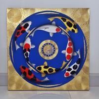 ราคา ภาพปลาคาร์ฟ ปลาคาร์ฟ 8 ตัว ภาพวาดสีน้ำ บนผืนผ้าใบ ขนาด 60 x 60 ซม. สำหรับเสริมฮวงจุ้ย บ้าน อาคาร สถานที่ (18080754448)