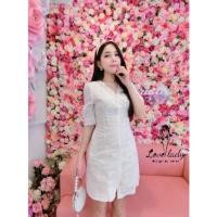 ราคา เดรสผ้าฉลุ เดรสฉลุสีขาว เดรสสีขาว xl ใส่ครั้งเดียว (24863841553)