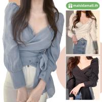 ราคา พร้อมส่งMSD เสื้อเชิ้ตชีฟองมีปก เสื้อทำงานผู้หญิงสีขาวแขนยาว (23076271377)