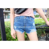 ราคา กางเกงยีนส์ขาสั้น ขาดเซอร์ (1183107447)