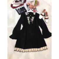 ราคา มินิเดรสแขนยาว แต่งระบายฟรุ้งฟริ้ง งานป้ายนำเข้า น่ารักมากกกก (2308094526)