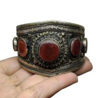 ราคา กำไลข้อมือ หินโมรา หินอาเกต หินแท้ธรรมชาติ เงินโบราณ แฮนเมด Natural Afghan Agate Cuff Bangle Bracelet Old Silver (43925858500)