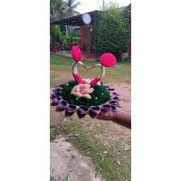 ราคา กระทงเปลือกข้าวโพดย้อมสีธรรมชาตินกคู่ขนาด 12 นิ้ว ฐานกระทงทำจากกะลามะะร้าว (40525774306)