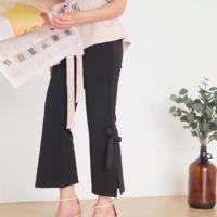 ราคา [Used like new] Maliclassic Bow pants กางเกงผ่าข้าง5ส่วน สีดำ sizeL (7039452704)