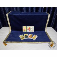 ราคา ผ้ากำมะหยี่ปูโต๊ะดูดวงไพ่ยิปซี ทาโรต์ Tarot สีกรมท่า ขอบสีทอง ขนาด 1 นิ้ว (7175189687)