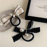 ราคา โบว์ผมเกาหลี retro สไตล์ Chanel พิมพ์มุก สำหรับผู้หญิง ยืดหยุ่นสูง ไม่ทำให้เส้นผมเจ็บ (56150990724)