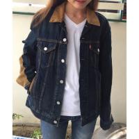 ราคา เสื้อแจ็คเก็ตยีนส์สีเข้ม แต่งหนังกำมะหยี่ Levi แท้ (6004190920)
