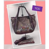 ราคา กระเป๋าแบรนด์ MiniGirl Fashion Bags ทรงตะกร้า ขนาด 10 นิ้ว สีม่วงลายดอกไม้ กระเป๋าถือสะพายข้าง ครอสบอดี้ มีสายยาวปรับได้ (17279249985)