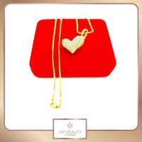 ราคา สร้อยคอทอง ลายกระดูกงู ห้อยจี้หัวใจ ประดับเพชร น้ำหนัก2สลึง ยาว18นิ้ว ชุบทองคำแท้ 24K พร้อมส่ง ชุบเศษทองเยาวราช (10872809045)