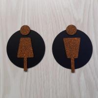 ราคา ป้ายห้องน้ำ ชายหญิง วงกลมสีดำ ซ้อนสัญลักษณ์ สไตล์วินเทจ *DS-ONE DESIGN (7557965782)