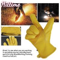 ราคา HITTIME 1 คู่ Cowhide หนังทํางานถุงมือปลอดภัยสําหรับ Garden รถจักรยานยนต์ขับรถเชื่อมป้องกัน Workshops ลื่นสวมใส่ A9B2 (42263966507)