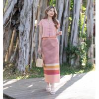 ราคา ผ้าถุงอัดกาว สำเร็จรูป พร้อมใส่ (ลายลีลาวดี) ** เฉพาะผ้าถุง ** (22916381724)