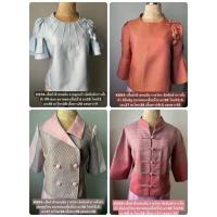 ราคา เสื้อ ผ้าฝ้าย ผ้าทอมือ ราชวัตร Koh Yo Hand Woven cloth อัดผ้ากาว สีฟ้าเข้ม ลายมัดหมี่ มีในไทย ส่งเร็ว มีเก็บปลายทาง (18890843648)