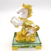 ราคา ม้ามงคล5.5นิ้ว สีขาวยืนบนเหรียญทอง(QC) (1416829228)