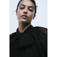 ราคา H&M(เอชแอนด์เอ็ม) เสื้อเบลาส์ผ้าชีฟองมีสายผูกที่คอ ผู้หญิง 1199148_1 (17199725300)