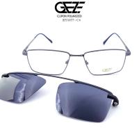 ราคา กรอบแว่นสายตา GEZE Clip-On รุ่น RY1037-C4 เต็มกรอบสีเทา คลิปออนแม่เหล็ก เลนส์กันแดด Polarized (1161080981)