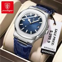 ราคา POEDAGAR นาฬิกาผู้ชาย กันน้ำได้ 100% สายหนัง แท้ แบรนด์ นาฬิกาข้อมือผู้ชาย สเตนเลส นาฬิกาชาย สีดำ สีน้ำตาล ของขวัญวาเลนไทน์ 613 (26609634093)