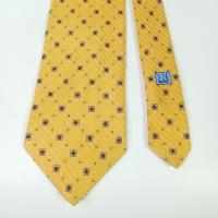ราคา เนคไทมือสอง Dunhill Men's Silk Tie Geometric Floral Yellow Made in Italy (28090226934)