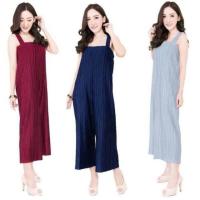 ราคา จั๊มสูทกางเกงขายาว สีโอรส ช่วงหลังสม๊อก งานผ้าชีฟองอัดพลีท เอวยืด มีซิปหลัง (928890370)