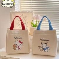 ราคา LUCKYU Mini Handbags, Kuromi พิมพ์ผ้าใบกระเป๋า,แฟชั่นความจุขนาดใหญ่การ์ตูน Sanrio Series Bucket Bag Travel (41956969945)