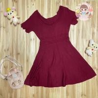 ราคา มินิเดรส สีแดง ผ้าไหมพรม ❤️ (22565502934)