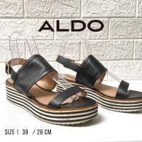 ราคา ALDO รองเท้าแตะ รัดส้น sandals ส้นตึก สีดำ ไซส์ 39 มือสอง (8840699934)