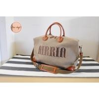 ราคา กระเป๋าปักชื่อ หนังแท้+ผ้าแคนวาส (135922945)