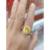 ราคา #แหวตเศษทองหัวพลอยสีเหลืองล้อมเพชร (22661853287)