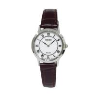 ราคา Seiko Solar นาฬิกาข้อมือผู้หญิง White Dial Leather Strap SUP303P1 (578551212)