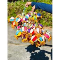 ราคา โคมกลมจิ๋ว โคมหย้อจิ๋ว โคมจีนห้อยพู่ โคมกลมติดสลับสีติดชายครุย (10620499358)