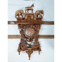 ราคา นาฬิกาแขวนไม้สัก รูปช้าง รูปม้า สีเนื้อไม้ (1849115997)