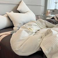 ราคา 1 4 IN Bed Sheet Set Green White Blue Queen Bedsheet Waffle Duvet and Pillow Quilt Cover sheet (29453772483)