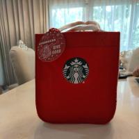 ราคา กระเป๋าผ้า canvas starbucks สีแดงลายคริสมาส ของใหม่แท้ 100% (28257615431)