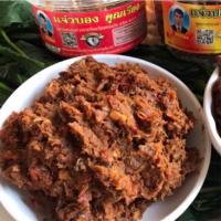 ราคา khunriang แจ่วบอง(ปลาร้าสุก) กระปุกละ 34 บาท (885367789)