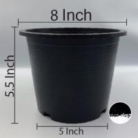 ราคา (วัดจริงได้7.5นิ้ว)กระถางต้นไม้พลาสติก/กระบองเพชร/แคคตัส/ต้นไม้มงคล 8 นิ้ว กลม ดำ (5591761184)