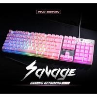 ราคา ✅คีบอร์ดมีไฟ 9 โหมด KEYBOARD NUBWO NK18 Savage ชมพู (17117181808)