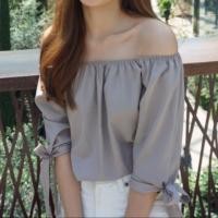 ราคา ส่งต่อ 80 จ้า ปาดไหล่แขนผูกโบว์ สีเทา สวยๆแซ่บๆเลย (1880968459)