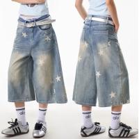 ราคา กางเกงขาสั้นยีนส์ทรงหลวมพิมพ์ลายย้อนยุคสำหรับฤดูร้อน (43056403654)