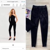 ราคา Mango Velvet Trousers กางเกงผ้ากำมะหยี่นุ่มๆ สีดำ เอวสูง ผ้ายืด งานสวย ทรงสวยมากก (7213581230)
