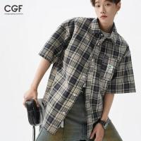 ราคา เสื้อเชิ้ตผู้ชายเวอร์ชั่นเกาหลีของแนวโน้มที่เรียบง่ายแฟชั่นลายสก๊อตเสื้อเชิ้ตแขนสั้นผู้ชาย (27631281733)