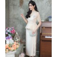 ราคา ชุดออกงานผู้ใหญ่สีทอง เซ็ท2ชิ้น เสื้อลูกไม้แขนสั้น เอวระบาย+กระโปรงยาวทรงเอ ชุดผู้ใหญ่ไปงานแต่งงาน ชุดแม่เจ้าสาว ชุดแ... (6320399002)