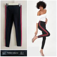 ราคา แท้ % Used H&M Legging size S กางเกงเลคกิ้ง แบรนด์เนม สีดำ คาดข้าง แดงขาว แบบสวย ใส่ออกมาผอมเพรียว สภาพใหม่กริบ (25780795889)