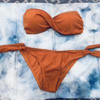 ราคา Bikini บิกินี บราบิด เซตเกาะอกและกางเกง สีส้มอิฐ (8074962381)