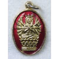 ราคา เหรียญขนาดเล็ก เจ้าแม่กวนอิม ปางพันกร ด้านหลังภาษาจีนขอให้โชคดี เนื้อกะไหล่ทองลงยา (21790580628)